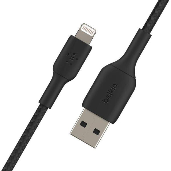Câble tressé - BELKIN - Lightning vers USB-A - 2 m - Noir