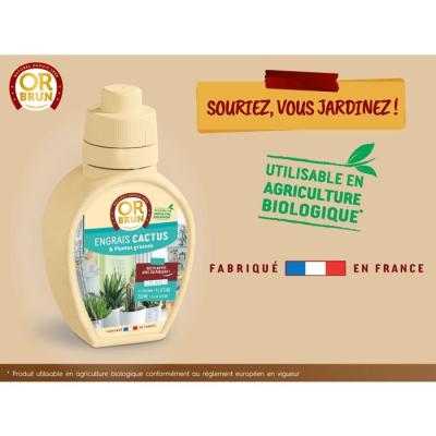 Engrais cactus & plantes grasses - OR BRUN - OBRECLCACTUS250 - 250 ml - Enrichit les plantes - Fabriqué en France