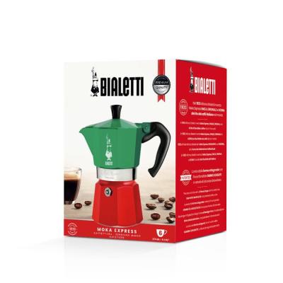 Cafetiere italienne - BIALETTI - Moka Express Italia - Tous feux sauf induction - 6 tasses - 300 ml - Vert / Rouge
