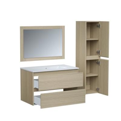 Ensemble de salle de bain - Meuble vasque L80 + miroir + colonne - TIMBER