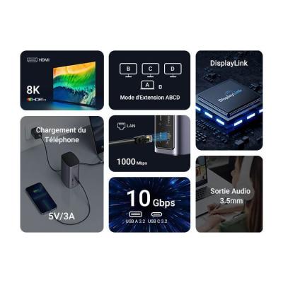Station d'accueil multifonction USB-C Pro - UGREEN - Gris