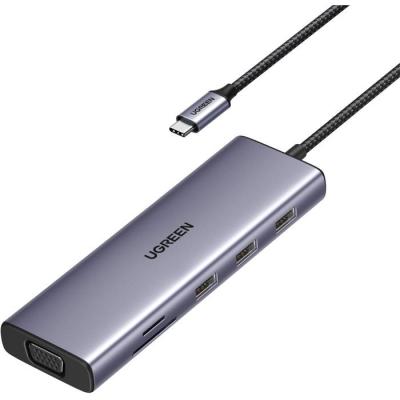 Hub USB-C 9 en 1 - UGREEN - HDMI, VGA, RJ45, SD, TF, USB-C - Noir