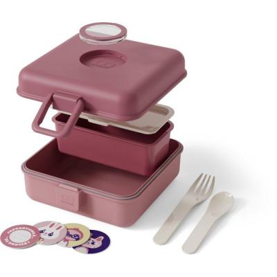 Boite a Sandwich Enfant - MONBENTO - Couverts inclus - Sans BPA - Snacky Rose Blush