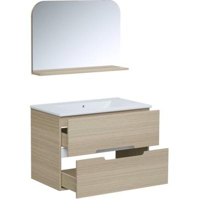 Ensemble meuble de salle de bain - Vasque - Bois - L80 x P45 x H55 cm - Miroir - PILL