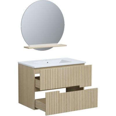 Ensemble meuble de salle de bain - Vasque - Bois - L80 x P45 x H60 cm - Miroir - GROOVE