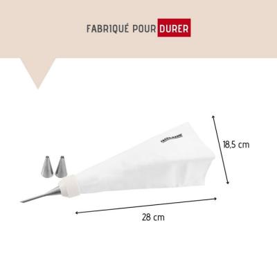 Poche a douille professionnelle - FM PROFESSIONAL - Réemployable - 3 douilles inox - 28 cm