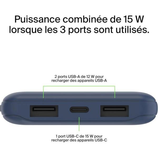 Batterie externe - BELKIN - 10 000 mAh - Bleu