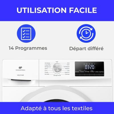 Seche-linge pompe a chaleur - CONTINENTAL EDISON - CESL7PCWE - 7 kg - 60 cm - Classe E - Blanc