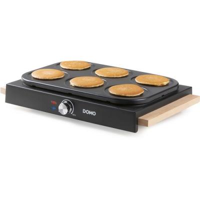 Crepiere - DOMO - DO8717P - 1000 W - Pour 6 crepes de Ø 11,5 cm - Thermostat réglable - Noir / Bois