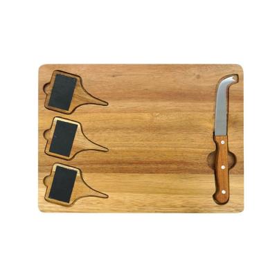 Plateau a fromage - FACKELMANN - Avec ardoises + couteau a fromage - 32 x 23 cm - Bois