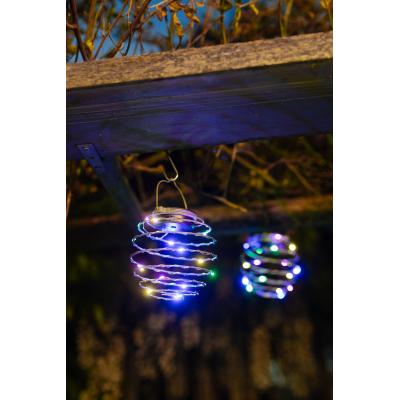 Lot de 2 suspensions spirale solaire - GALIX - G2619 - Hauteur 18,2 cm - Diametre 12 cm - 16 Micro LED - Multicolore - 3 Lumens