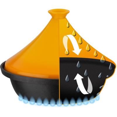 Tajine - GSW - 717434 - Ø30 cm - Fonte d'acier massive - Induction - Couvercle céramique - Noir / Jaune