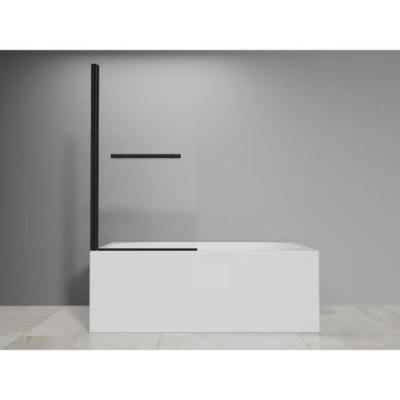 Pare baignoire 1 volet + porte serviettes - HOME GENERATION - Mila noir - 80 x 140 cm