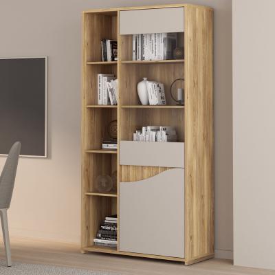 Vitrine - PoeM - 2 portes dont 1 vitrée - Sable / Chene - 99,5 x 42, 196,6 cm