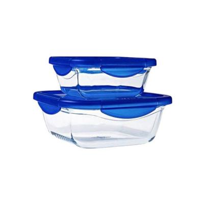 Lot de 2 boîtes de conservation carrées - PYREX - COOK & GO - Hermétique - 0,8 L et 1,9 L - Verre