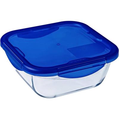 Lot de 2 boîtes de conservation carrées - PYREX - COOK & GO - Hermétique - 0,8 L et 1,9 L - Verre