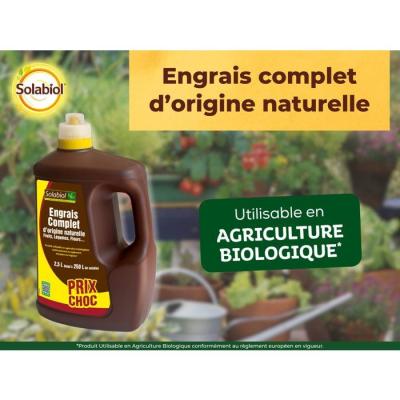 Engrais complet liquide - SOLABIOL - 2,5 L - Jusqu'a 250 L de solution - Universel - Tous types de cultures