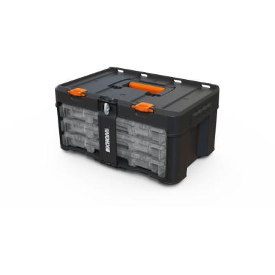 Rangement 3 tiroirs organisateurs - WORX BY KETER - STACK N ROLL - 48 x 33 x 23 cm - Noir