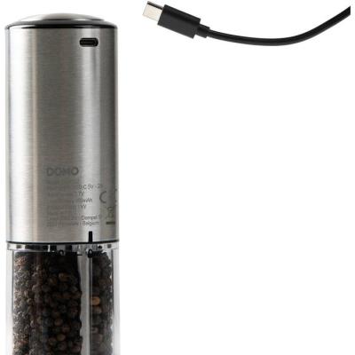 Ensemble de 2 moulins a poivre et sel électriques - DOMO - USB - 96 ml - Transparent / Argent Ensemble de 2 moulins a poivre et sel électriques - DOMO - USB - 96 ml - Transparent / Argent