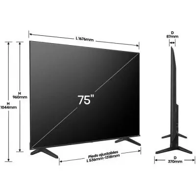 Hisense 75A6Q - TV LED 75 (189 cm) - 4K UHD 3840x2160 - HDR10+ - TV connecté - 3xHDMI 2.1 - WiFi