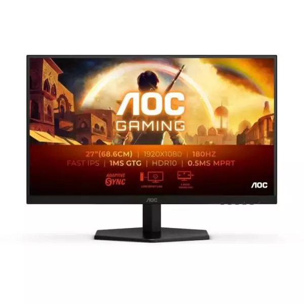 Ecran PC Gamer - AOC - 27 - FHD - 180Hz - Dalle Fast IPS - 0,5ms - Ajustable en hauteur - 27G42E