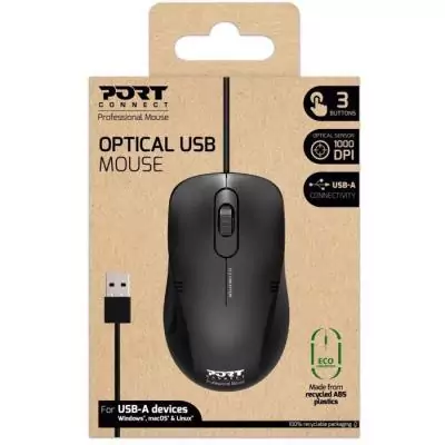 Souris filaire professionnelle PORT Designs 900400-PRO - USB-A - Noir