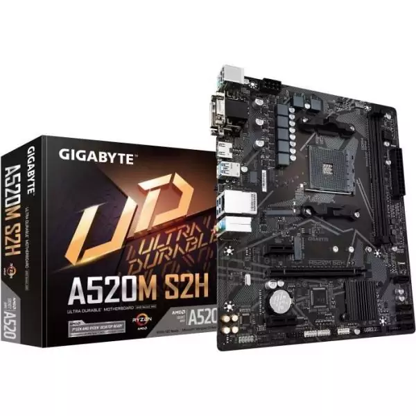 Carte mere - GIGABYTE - A520M S2H - Micro ATX - Socket AM4 - DDR4 jusqu'a 64 Go