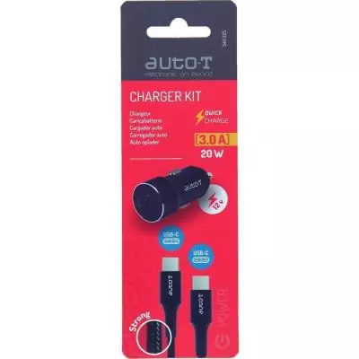 Kit chargeur auto - AUTO T - 540225 - USB-C - 20 W - 5 A Kit chargeur auto - AUTO T - 540225 - USB-C - 20 W - 5 A