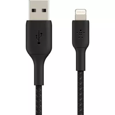 Câble tressé 2m BELKIN Lightning vers USB-A - Noir • Charge rapide