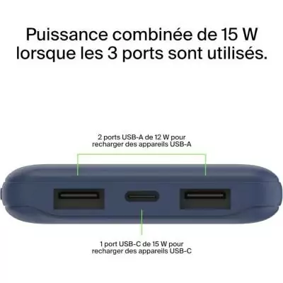Batterie externe - BELKIN - 10 000 mAh - Bleu