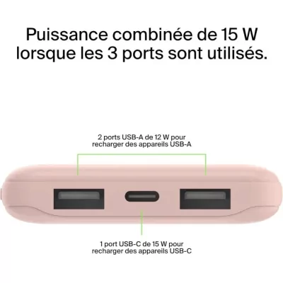Batterie externe - BELKIN - 10 000 mAh - Rose
