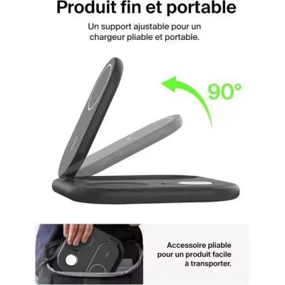 Socle de recharge sans fil BELKIN Qi2 - 3-en-1 - Noir