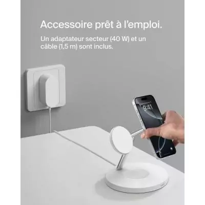Chargeur 3-en-1 BELKIN Qi1 - Station de recharge sans fil - 15 W - Design Blanc