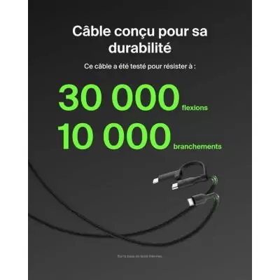 Câble 2-en-1 BELKIN USB-C et Lightning Noir - Connectivité rapide